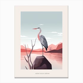 Minimalist Great Blue Heron 2 Bird Poster Canvas Print