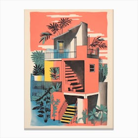 A House In Rio De Janeiro, Abstract Risograph Style 2 Canvas Print