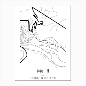 Melilli,Italy Minimalist Map Canvas Print