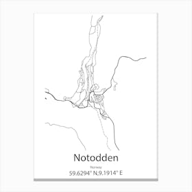 Notodden,Norway Minimalist Map Canvas Print