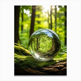 Crystal Clear Sphere Of Earth Suspended In A Lush Forest Setting Sunlight Filtering Through The Can (1) 2 Canvas Print