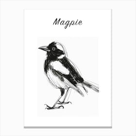B&W Magpie Poster Canvas Print