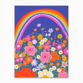 Bright Floral Rainbow Canvas Print