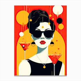 Red Martini Girl Canvas Print