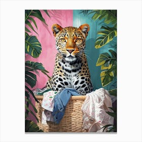 Leopard In A Basket art print  Canvas Print