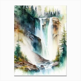 Grizzly Falls, United States Water Colour  (3) Canvas Print