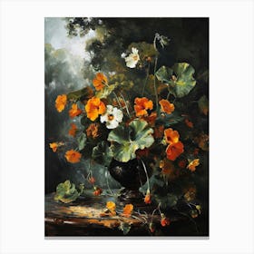 Baroque Floral Still Life Nasturtium 4 Canvas Print