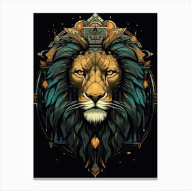 Lion Art Painting  Art Deco 4 Canvas Print