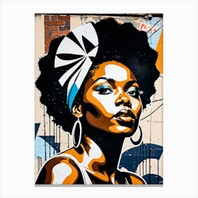 Vintage Graffiti Mural Of Beautiful Black Woman 88 Canvas Print