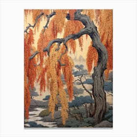 Weeping Willow 1 Vintage Autumn Tree Print  Canvas Print