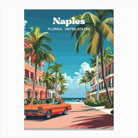 Naples Florida Summer Travel Illustration Stampe su tela