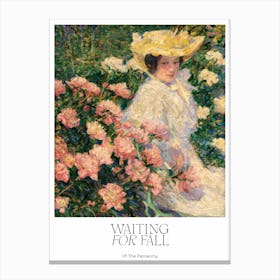 Feminist »Waiting For Fall Of The Patriarchy« Typography with Vintage Woman Painting Canvas Print