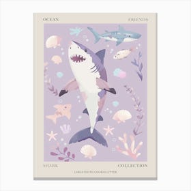 Purple Largetooth Cookiecutter Shark Illustration 1 Poster Canvas Print