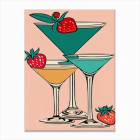 Three Martinis With Strawberries Canvas Print