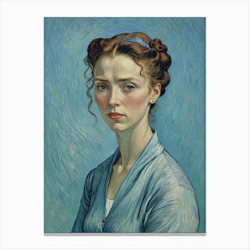 Young Woman In Blue Canvas Print