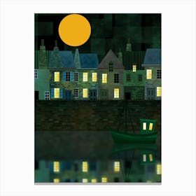 Fishing Village at Night Canvas Print