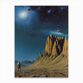 Space Landscape vintage retro sci-fi art 4 Canvas Print