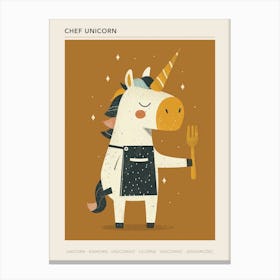 Chef Unicorn Mustard Muted Pastel Poster Canvas Print