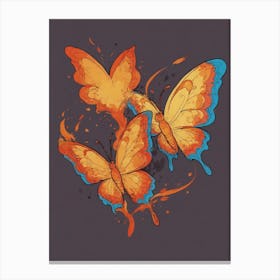 Butterflies On A Black Background Canvas Print