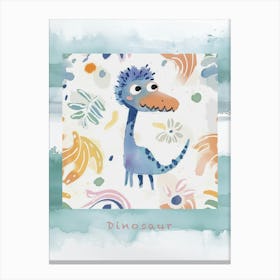 Cute Muted Pastel Dinosaur Illustration Poster Canvas Print