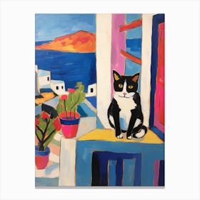 Painting Of A Cat In Rhodes Greece 1 Canvas Print