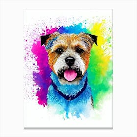 Border Terrier Rainbow Oil Painting dog Canvas Print