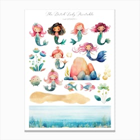 Cute Mermaids 1 Canvas Print