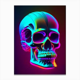 Skull With Neon Accents 2 Pop Art Canvas Print