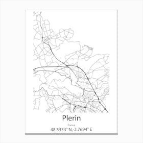 Plerin,France Minimalist Map Canvas Print