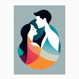 Man And Woman Kissing Canvas Print