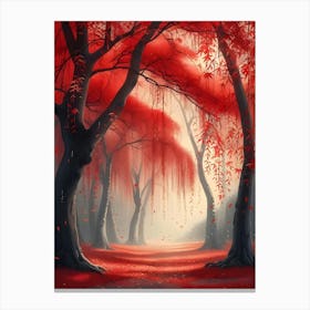 Red Trees In The Forest 1 Canvas Print