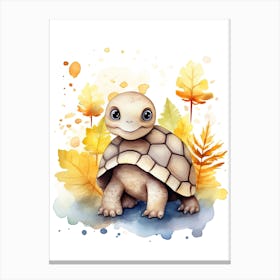 Turtle Watercolour In Autumn Colours 3 Canvas Print