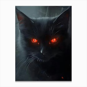 Black Cat With Red Eyes Canvas Print