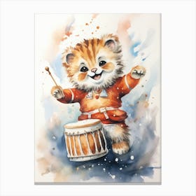 Dancing Watercolour Lion Art Painting 3 Canvas Print