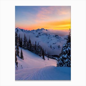 La Thuile, Italy Sunrise Skiing Poster Canvas Print