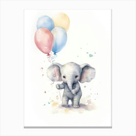 Elephant Painting With Balloons Watercolour 3  Canvas Print