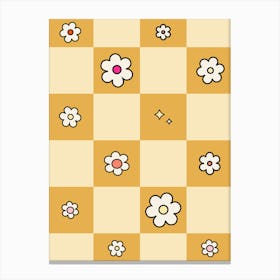 Checkered Daisies Yellow Canvas Print