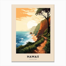 Kalalau Trail Hawaii 2 Vintage Hiking Travel Poster Canvas Print