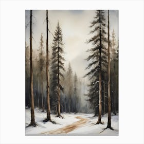 Winter Pine Forest Christmas Painting (30) Canvas Print