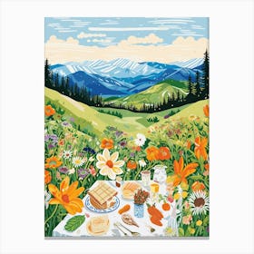 Spring Picnic With Flowers Canvas Print
