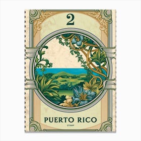 Puerto Rico, Shows A Postage Stamp Canvas Print