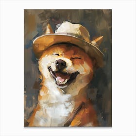 Oil Painting Smiling Shiba Inu 7 Canvas Print