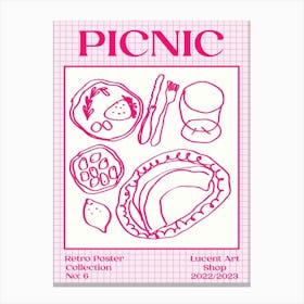 Vintage Picnic Pink Canvas Print