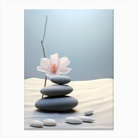 Zen Stone And Flower Canvas Print