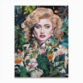 Floral Handpainted Portrait Of Princess Madonna 3 Canvas Print
