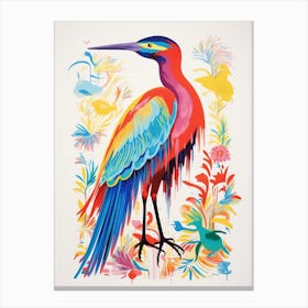 Colourful Bird Painting Egret 4 Canvas Print