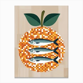 Sardines On An Orange Canvas Print