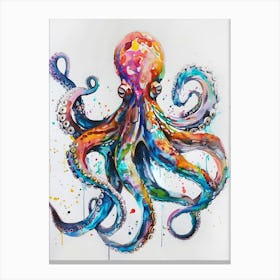 Octopus Colourful Watercolour 4 Canvas Print
