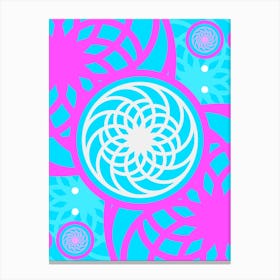 Geometric Glyph in White and Bubblegum Pink and Candy Blue n.0024 Canvas Print