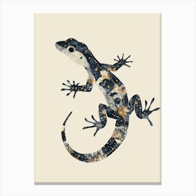 Blue African Fat Tailed Gecko Block Print 2 Canvas Print